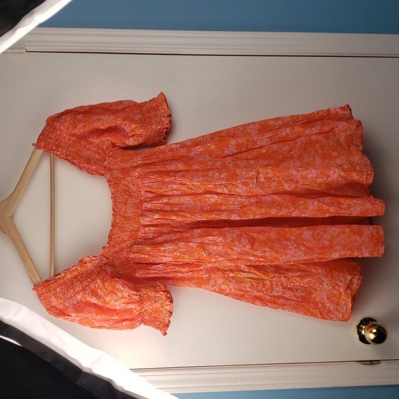 Lovers and Friends Reston Mini Dress in Mitzy Ditsy Orange Size Small - smocked - Picture 4 of 9